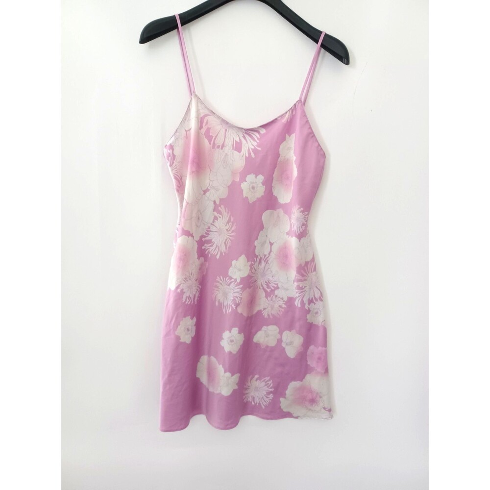 Natori Satin Chemise Slip Gown Medium Floral Silky Coquette Boudoir Lingerie